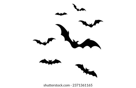 flock of bats isolated on white background