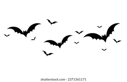 flock of bats isolated on white background