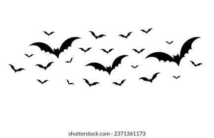 flock of bats isolated on white background