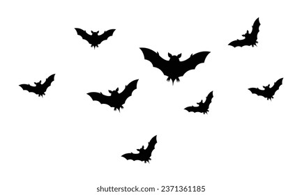flock of bats isolated on white background
