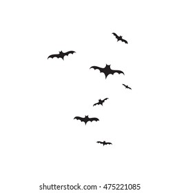 Flock of bats, isolated on white background.