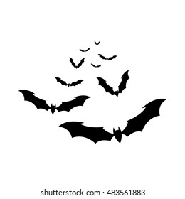 Flock of bats on a white background. Illustration for your design for Halloween. Vector EPS10.