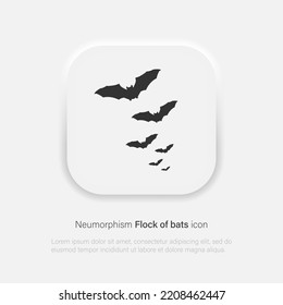 Flock of bats vector icon in neumorphism style. Illustration for your design for Halloween. Vector EPS 10