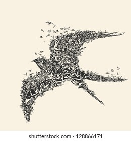 Flock Of Birds In Bird Formation