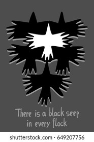 Flock of birds, concept stand out among others, vector illustration 