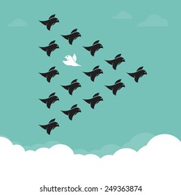 Flock of birds flying in the sky, Different concepts