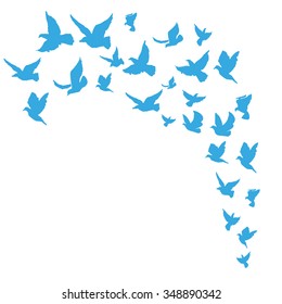 Flock of birds. Hand drawn background.