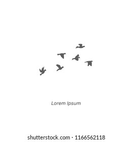 Flock of birds isolated element, flat logo, vector illustration