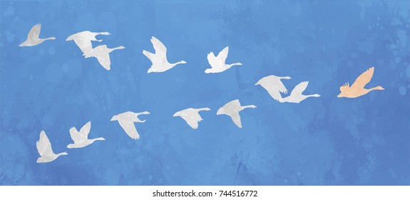 Flock of birds. Leadership vector concept.