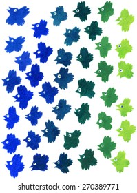 Flock of birds on a white background