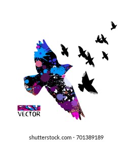 Flock of birds silhouette. Vector