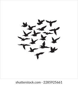 Flock of birds silhouette vector art.