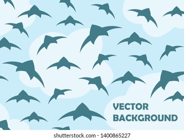 A flock of birds in the sky. Vector background EPS10. Horizontal composition A4