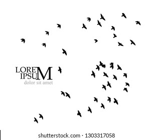 A flock of birds in the sky. Vector illustration