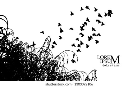 A flock of birds in the sky. Vector illustration
