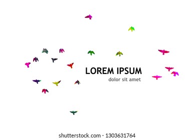 A flock of birds in the sky. Vector illustration