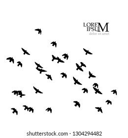 A flock of birds in the sky. Vector illustration