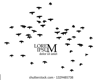 A flock of birds in the sky. Vector illustration