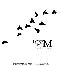 A flock of birds in the sky. Vector illustration
