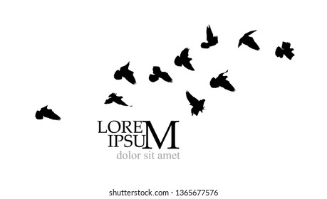 A flock of birds in the sky. Vector illustration
