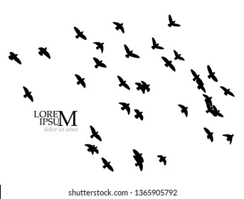 A flock of birds in the sky. Vector illustration