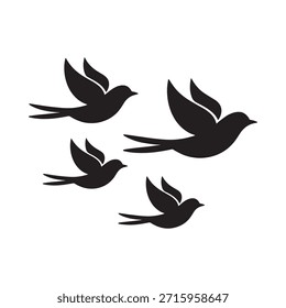 Una bandada de pájaros negros en vuelo una simple ilustración de silueta