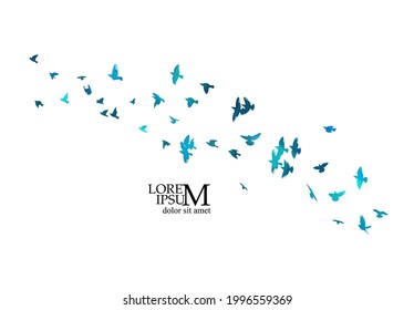 A flock of blue birds. Vector illustration