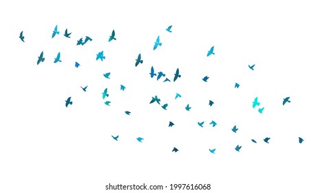 A flock of blue birds. Vector illustration