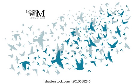 A flock of blue birds. Vector illustration