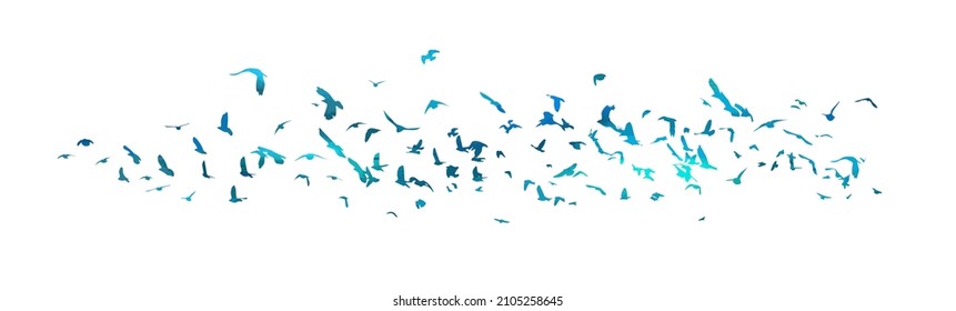 A flock of blue birds. Vector illustration