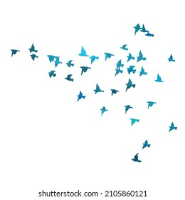 A flock of blue birds. Vector illustration