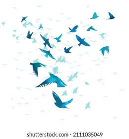 A flock of blue birds. Vector illustration