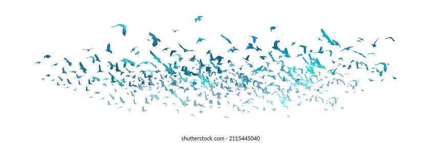 Un rebaño de pájaros azules. Ilustración del vector