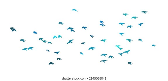 A flock of blue birds. Vector illustration