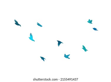A flock of blue birds. Vector illustration