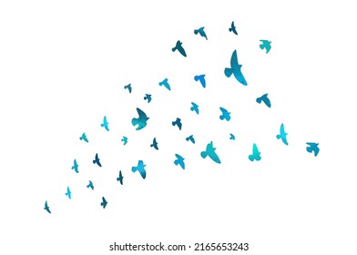 A flock of blue birds. Vector illustration