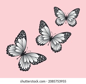 Flock of Butterflies, Vector Design for Fashion and Poster Prints, T Shirt, Towel, Napkin, Sticker, Wall Art