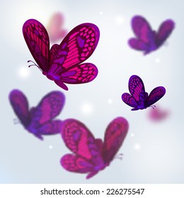 Flock of butterflies. Vector illustration