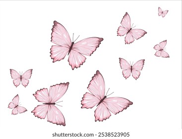 Diseño de mariposa rosa dibujado a mano