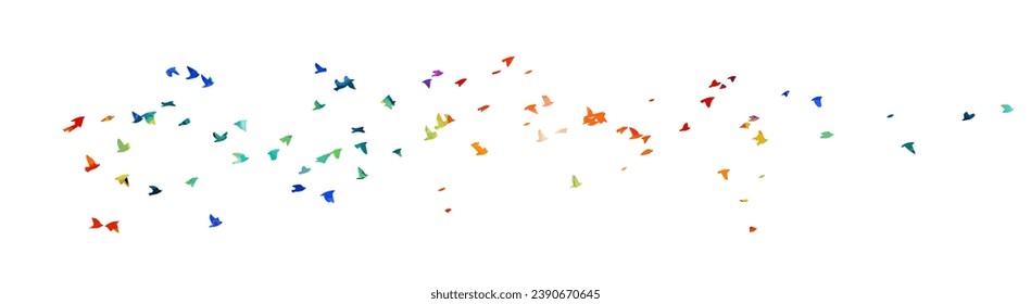 A flock of colored birds. hand drawing. Not AI, Vector illustration