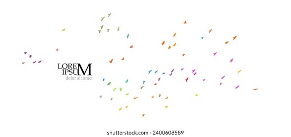 A flock of colored birds. hand drawing. Not AI