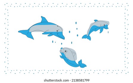 a flock of dolphins, on a light background.vector illustration of high quality.for your design,packaging,wallpaper,print,knitwear,textiles,background,poster