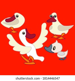 Eine Herde von Enten mit einem kleinen Enten.