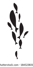 Flock of fish. School of fish. Logo design. Vector illustration.