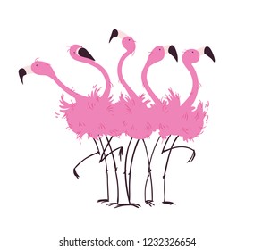 Flock of flamingos vector illustration 