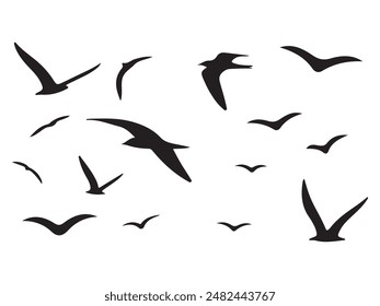 A Flock of Flying Birds Abstract vector illustration of flying birds. Birds stock illustration