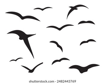 A Flock of Flying Birds Abstract vector illustration of flying birds. Birds stock illustration