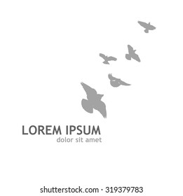 A flock of flying birds. Dove. vector