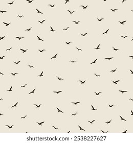 A flock of flying birds flight in different positions pattern. Wild animals minimalist repeat concept