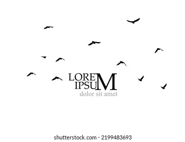 A flock of flying birds. Free birds. Vector illustration